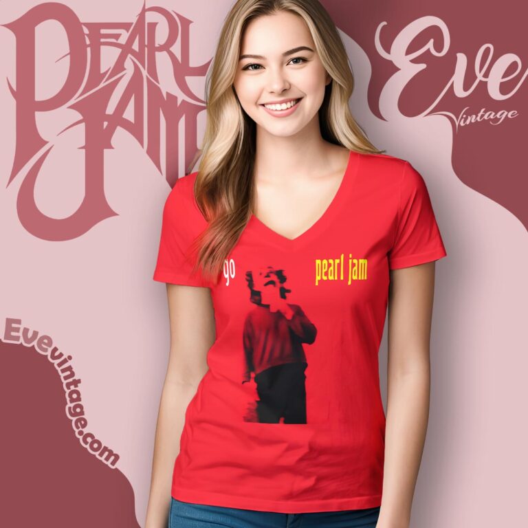 Pearl Jam Go Single Album Shirt V Neck TShirt Pearl Jam Go Single Album Shirt V Neck TShirt