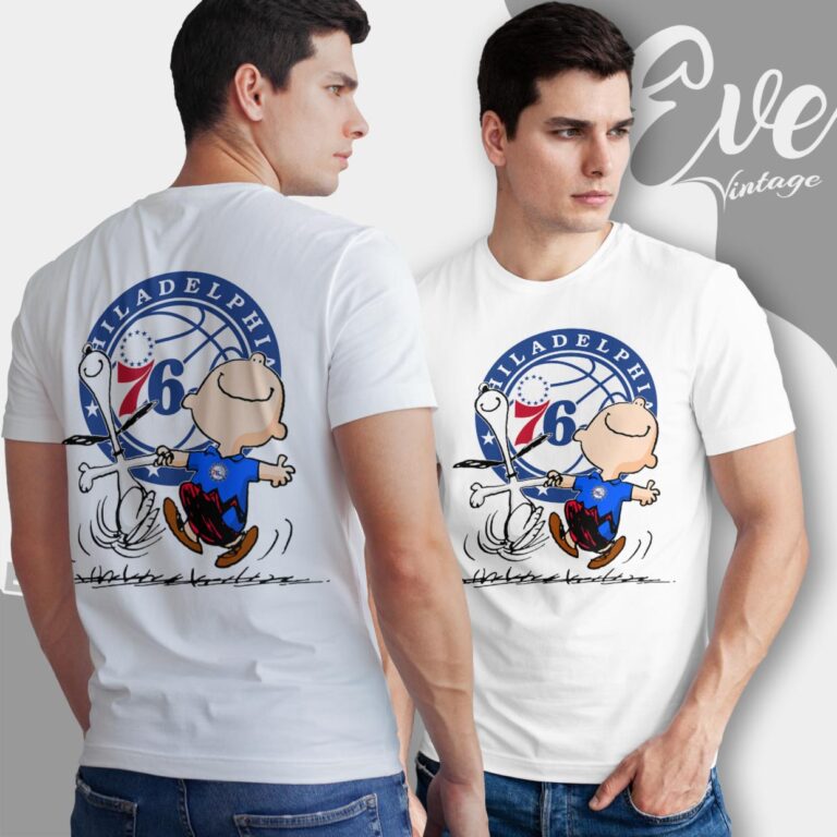 Philadelphia 76ers Charlie Brown Snoopy Happy Dancing Shirt T Shirt Philadelphia 76ers Charlie Brown Snoopy Happy Dancing Shirt T Shirt