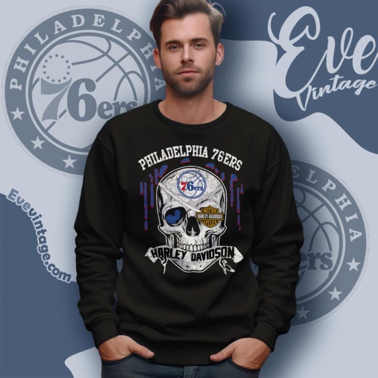 Philadelphia 76ers Harley Davidson Skull Shirt Sweatshirt Philadelphia 76ers Harley Davidson Skull Shirt Sweatshirt