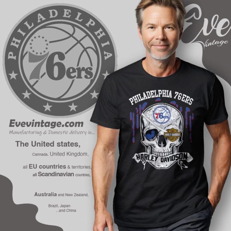 Philadelphia 76ers Harley Davidson Skull Shirt T Shirt Philadelphia 76ers Harley Davidson Skull Shirt T Shirt