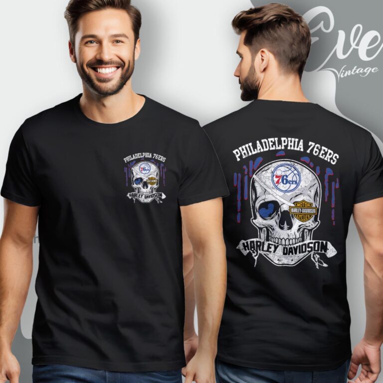 Philadelphia 76ers Harley Davidson Skull Shirt Women T Shirt Philadelphia 76ers Harley Davidson Skull Shirt Women T Shirt