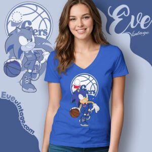 Philadelphia 76ers Sonic The Hedgehog Shirt V Neck TShirt
