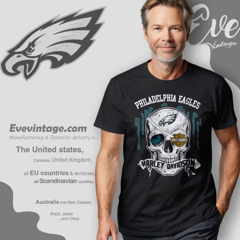 Philadelphia Eagles Harley Davidson Skull Shirt T Shirt Philadelphia Eagles Harley Davidson Skull Shirt T Shirt