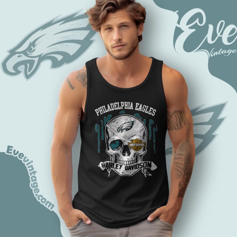 Philadelphia Eagles Harley Davidson Skull Shirt Tank Top Racerback Philadelphia Eagles Harley Davidson Skull Shirt Tank Top Racerback