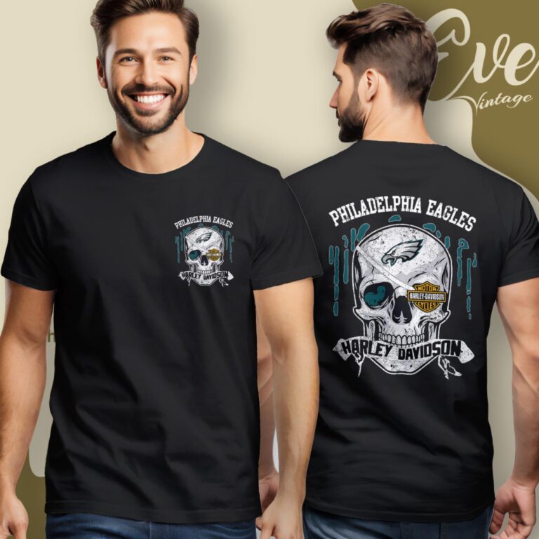 Philadelphia Eagles Harley Davidson Skull Shirt Women T Shirt Philadelphia Eagles Harley Davidson Skull Shirt Women T Shirt