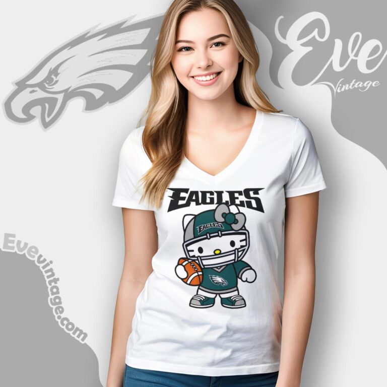 Philadelphia Eagles Hello Kitty Shirt V Neck TShirt Philadelphia Eagles Hello Kitty Shirt V Neck TShirt