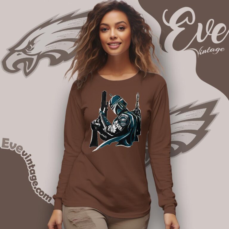 Philadelphia Eagles Mandalorian Star Wars Shirt Long Sleeve Tee Philadelphia Eagles Mandalorian Star Wars Shirt Long Sleeve Tee