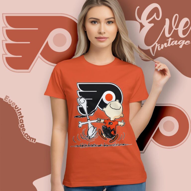 Philadelphia Flyers Charlie Brown Snoopy Happy Dancing Shirt Women T Shirt Philadelphia Flyers Charlie Brown Snoopy Happy Dancing Shirt Women T Shirt