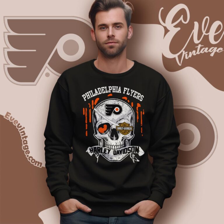 Philadelphia Flyers Harley Davidson Skull Shirt Sweatshirt Philadelphia Flyers Harley Davidson Skull Shirt Sweatshirt