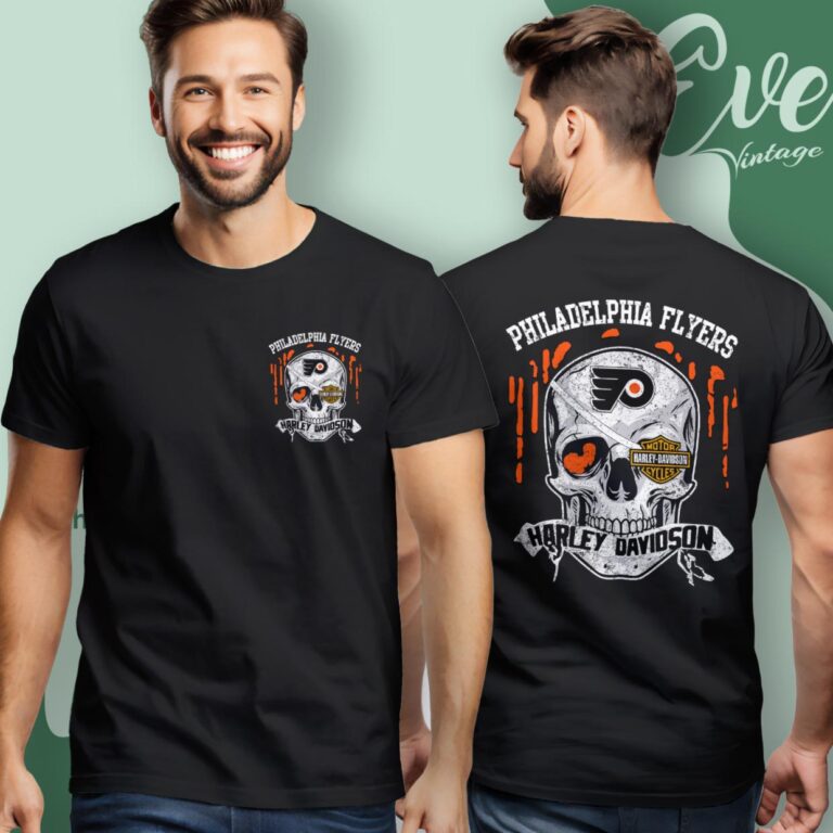 Philadelphia Flyers Harley Davidson Skull Shirt Women T Shirt Philadelphia Flyers Harley Davidson Skull Shirt Women T Shirt
