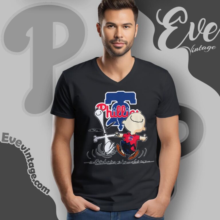 Philadelphia Phillies Charlie Brown Snoopy Happy Dancing Shirt V Neck TShirt Philadelphia Phillies Charlie Brown Snoopy Happy Dancing Shirt V Neck TShirt