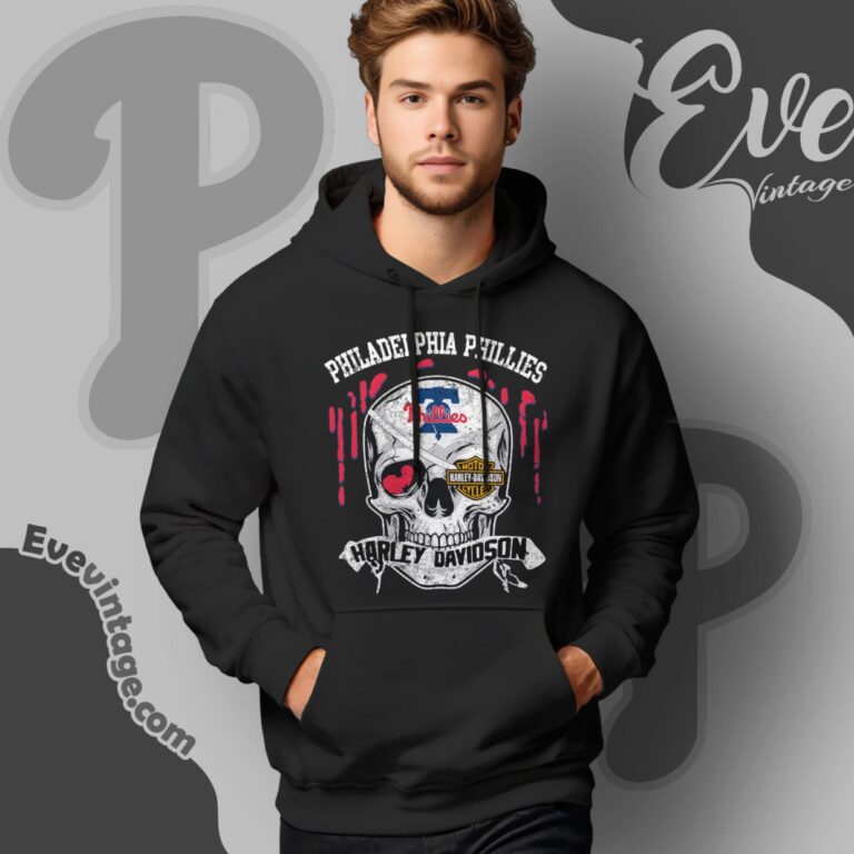 Philadelphia Phillies Harley Davidson Skull Hoodie Philadelphia Phillies Harley Davidson Skull Hoodie