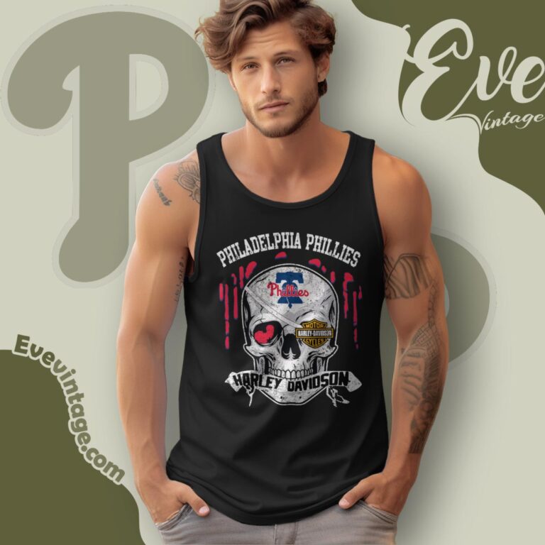 Philadelphia Phillies Harley Davidson Skull Tank Top Racerback Philadelphia Phillies Harley Davidson Skull Tank Top Racerback