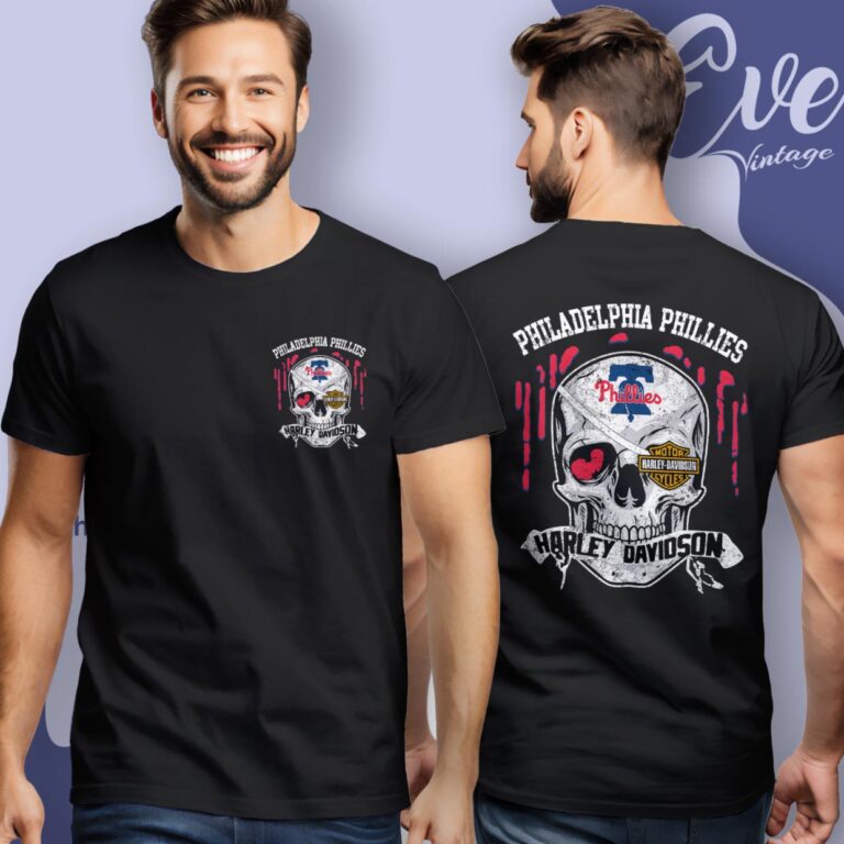 Philadelphia Phillies Harley Davidson Skull Women T Shirt Philadelphia Phillies Harley Davidson Skull Women T Shirt