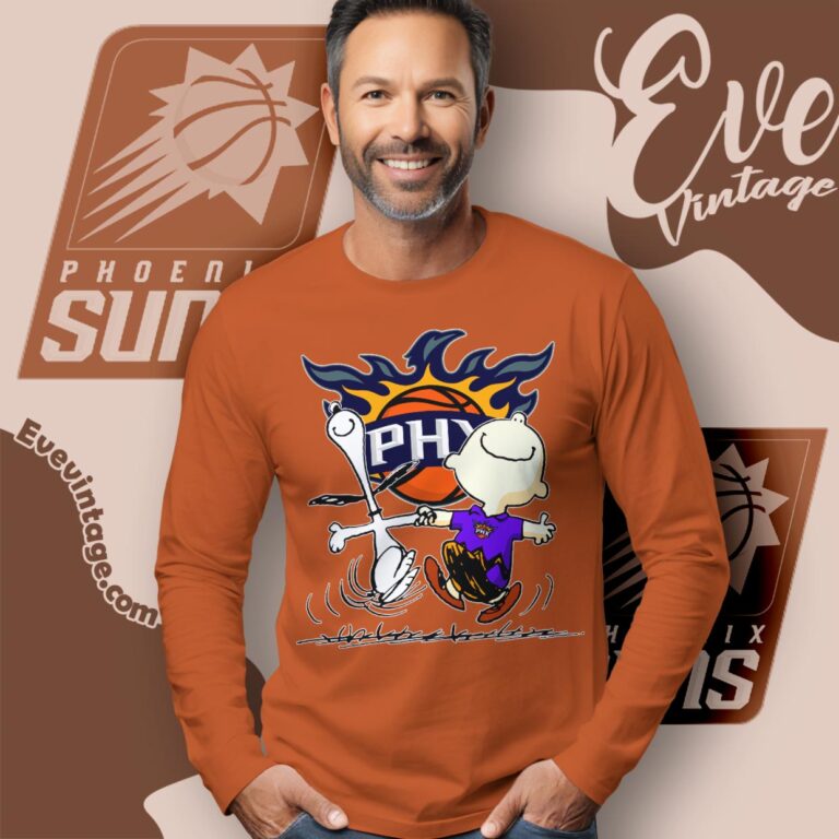 Phoenix Suns Charlie Brown Snoopy Happy Dancing Shirt Long Sleeve Tee Phoenix Suns Charlie Brown Snoopy Happy Dancing Shirt Long Sleeve Tee