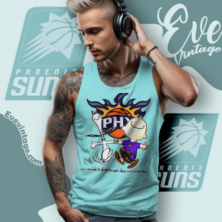 Phoenix Suns Charlie Brown Snoopy Happy Dancing Shirt Tank Top Racerback Phoenix Suns Charlie Brown Snoopy Happy Dancing Shirt Tank Top Racerback
