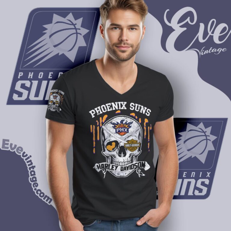 Phoenix Suns Harley Davidson Skull Shirt V Neck TShirt Phoenix Suns Harley Davidson Skull Shirt V Neck TShirt