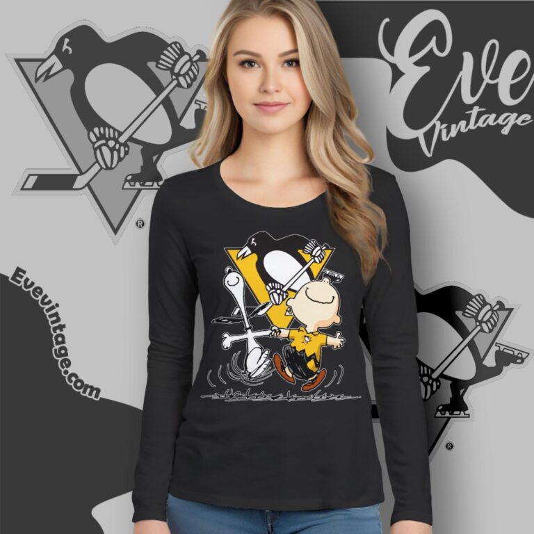 Pittsburgh Penguins Charlie Brown Snoopy Happy Dancing Shirt Long Sleeve Tee Pittsburgh Penguins Charlie Brown Snoopy Happy Dancing Shirt Long Sleeve Tee