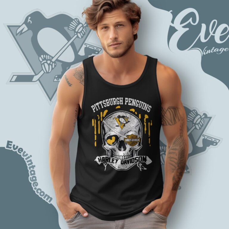 Pittsburgh Penguins Harley Davidson Skull Shirt Tank Top Racerback Pittsburgh Penguins Harley Davidson Skull Shirt Tank Top Racerback