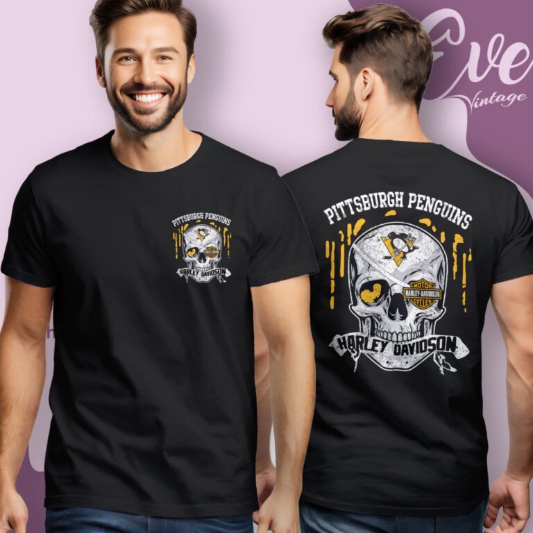 Pittsburgh Penguins Harley Davidson Skull Shirt Women T Shirt Pittsburgh Penguins Harley Davidson Skull Shirt Women T Shirt