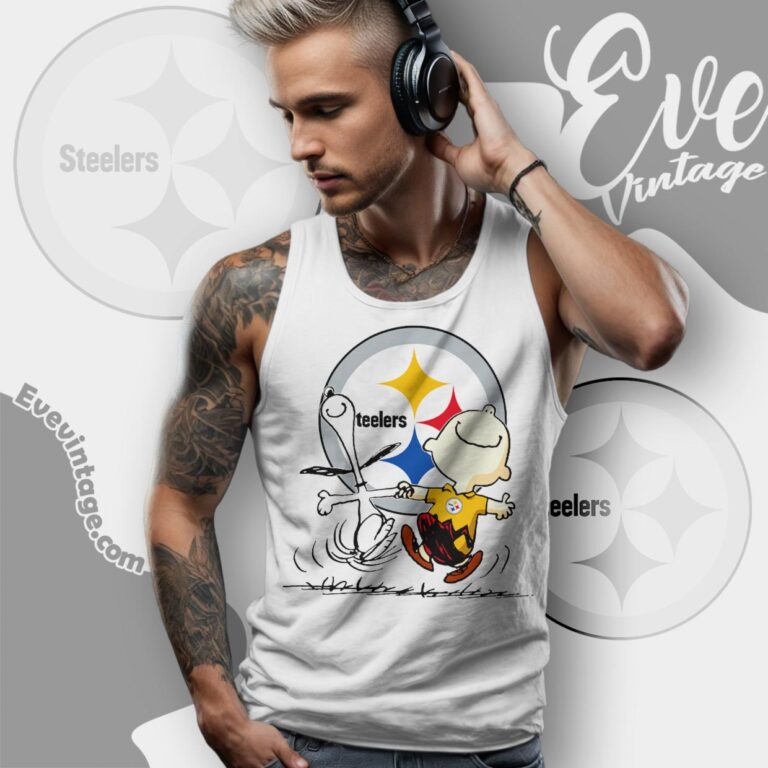 Pittsburgh Steelers Charlie Brown Snoopy Happy Dancing Shirt Tank Top Racerback Pittsburgh Steelers Charlie Brown Snoopy Happy Dancing Shirt Tank Top Racerback