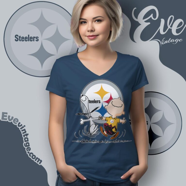 Pittsburgh Steelers Charlie Brown Snoopy Happy Dancing Shirt V Neck TShirt Pittsburgh Steelers Charlie Brown Snoopy Happy Dancing Shirt V Neck TShirt