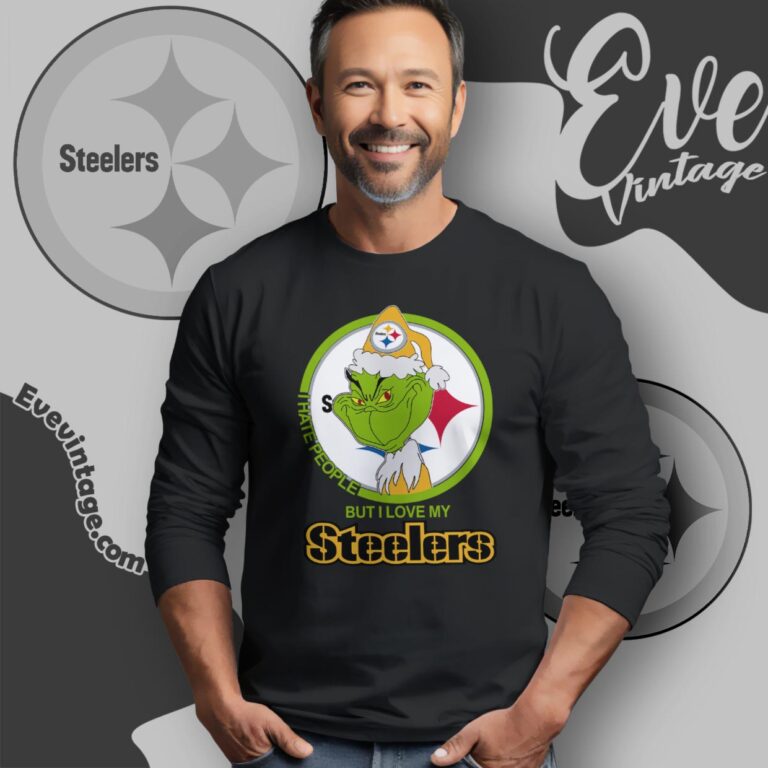 Pittsburgh Steelers Christmas Grinch Shirt I Hate People But I Love My Steelers Long Sleeve Tee Pittsburgh Steelers Christmas Grinch Shirt I Hate People But I Love My Steelers Long Sleeve Tee