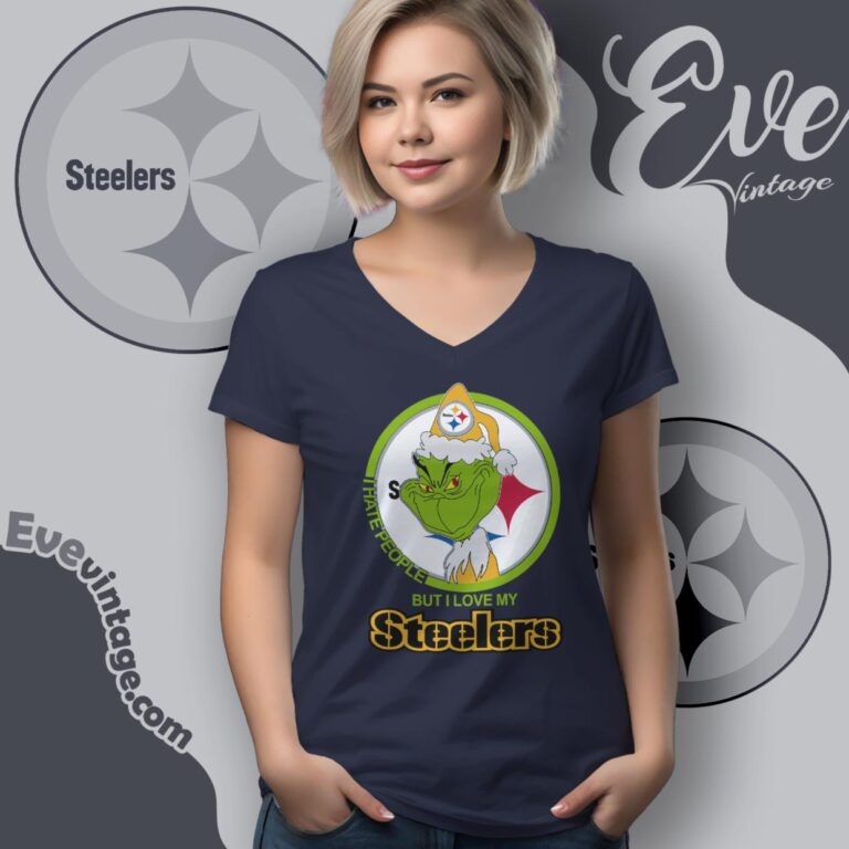 Pittsburgh Steelers Christmas Grinch Shirt I Hate People But I Love My Steelers V Neck TShirt Pittsburgh Steelers Christmas Grinch Shirt I Hate People But I Love My Steelers V Neck TShirt