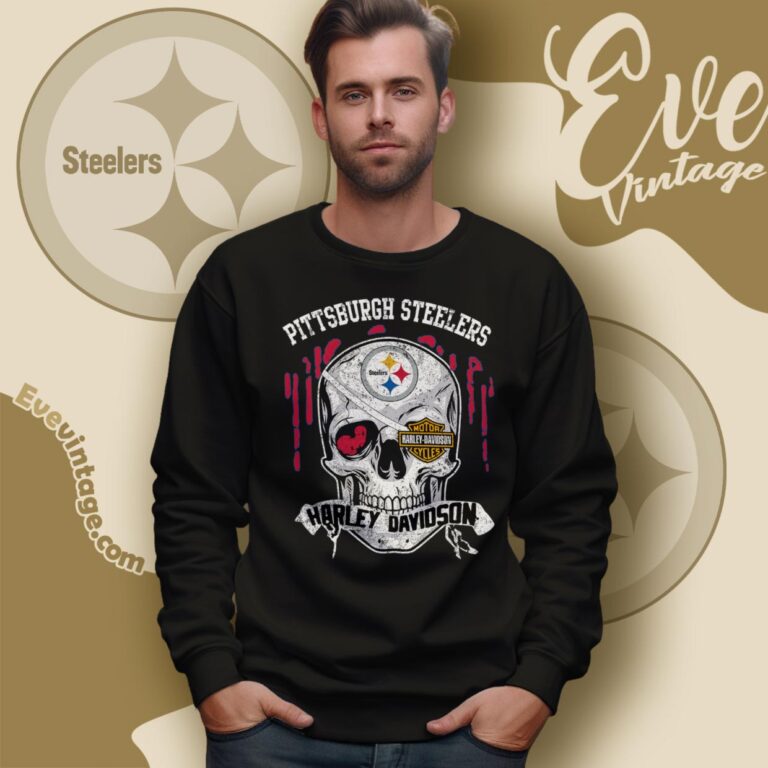 Pittsburgh Steelers Harley Davidson Skull Shirt Sweatshirt Pittsburgh Steelers Harley Davidson Skull Shirt Sweatshirt