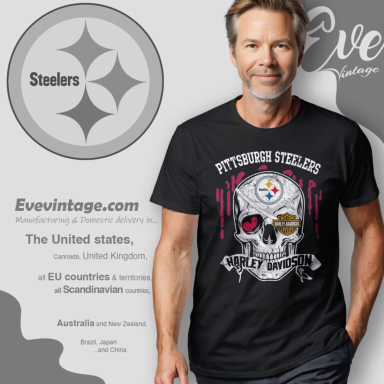 Pittsburgh Steelers Harley Davidson Skull Shirt T Shirt Pittsburgh Steelers Harley Davidson Skull Shirt T Shirt