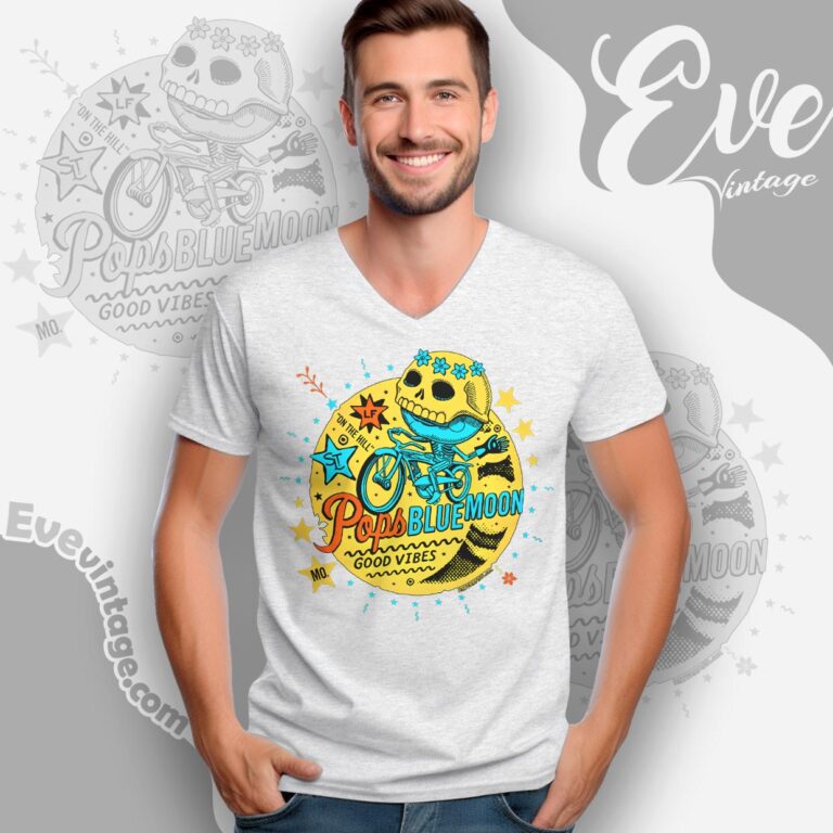 Pop's Blue Moon Shirt St Louis Missouri Dive Bar V Neck TShirt Pop's Blue Moon Shirt St Louis Missouri Dive Bar V Neck TShirt