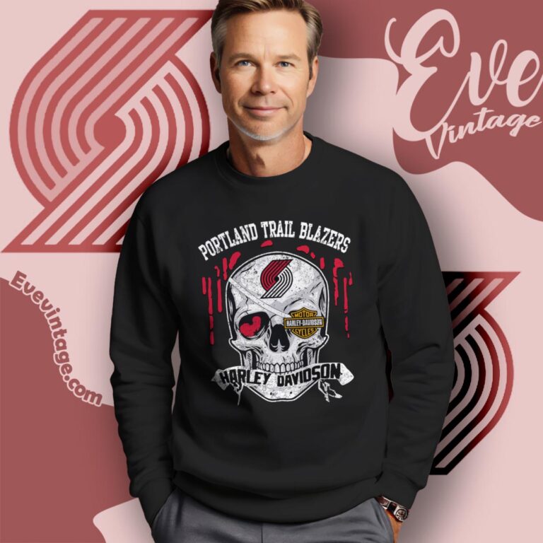 Portland Trail Blazers Harley Davidson Skull Shirt Sweatshirt Portland Trail Blazers Harley Davidson Skull Shirt Sweatshirt