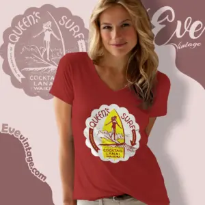 Queens Surf Bar Shirt Waikiki Hi Tiki Bar V Neck TShirt