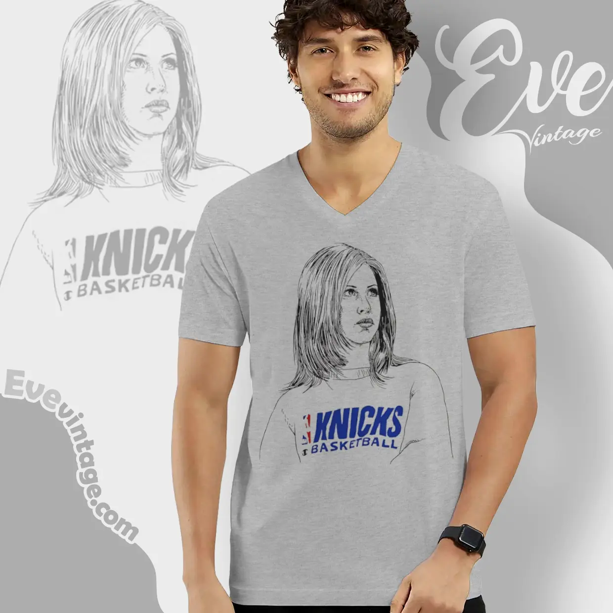Rachel Green X New York Knicks Friends Tv V Neck TShirt Rachel Green X New York Knicks Friends Tv V Neck TShirt