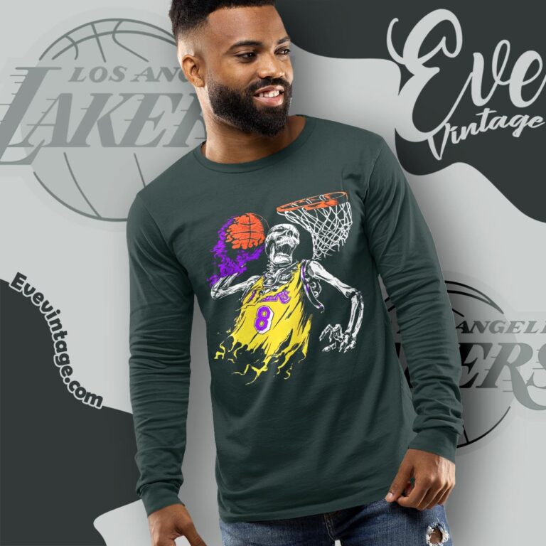 Rare Vintage La Lakers Shirt Kobe Bryant Black Mamba Skeleton Long Sleeve Tee Rare Vintage La Lakers Shirt Kobe Bryant Black Mamba Skeleton Long Sleeve Tee
