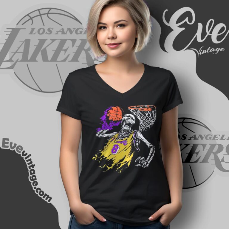 Rare Vintage La Lakers Shirt Kobe Bryant Black Mamba Skeleton V Neck TShirt Rare Vintage La Lakers Shirt Kobe Bryant Black Mamba Skeleton V Neck TShirt