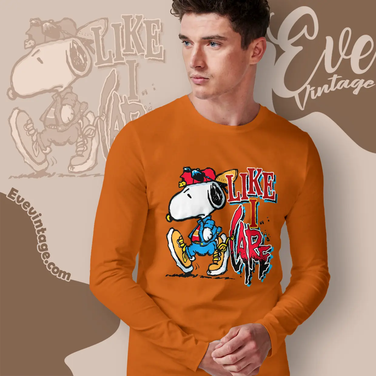 Rare Vintage Snoopy Shirt Like I Care Long Sleeve Tee Rare Vintage Snoopy Shirt Like I Care Long Sleeve Tee