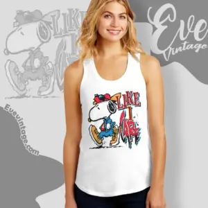 Rare Vintage Snoopy Shirt Like I Care Tank Top Racerback