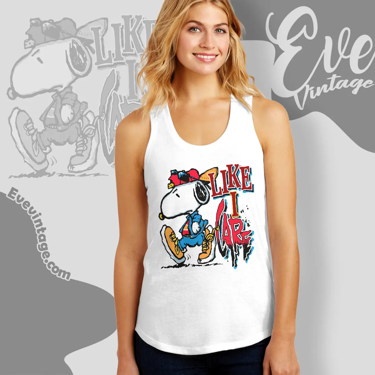 Rare Vintage Snoopy Shirt Like I Care Tank Top Racerback Rare Vintage Snoopy Shirt Like I Care Tank Top Racerback
