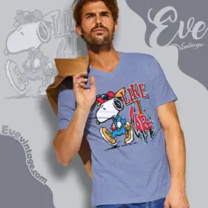 Rare Vintage Snoopy Shirt Like I Care V Neck TShirt
