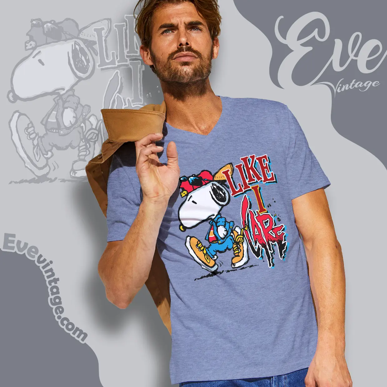 Rare Vintage Snoopy Shirt Like I Care V Neck TShirt Rare Vintage Snoopy Shirt Like I Care V Neck TShirt