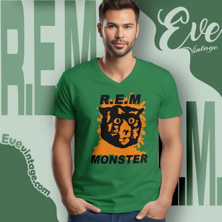 Rem 1994 Monster Asian Promo Shirt V Neck TShirt Rem 1994 Monster Asian Promo Shirt V Neck TShirt