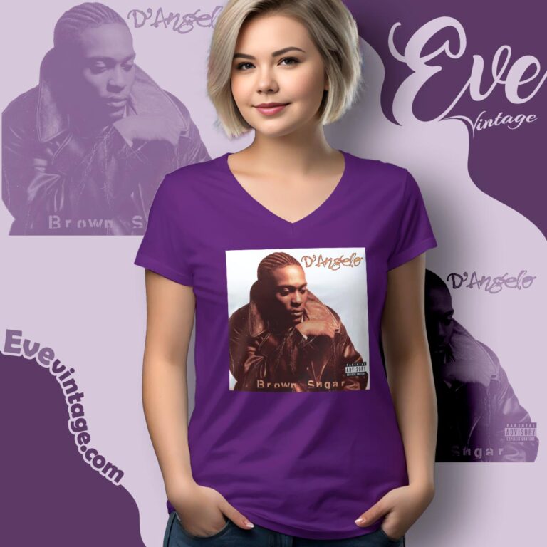 Rip D’angelo Shirt Brown Sugar Timeless Album Tee V Neck TShirt Rip D’angelo Shirt Brown Sugar Timeless Album Tee V Neck TShirt