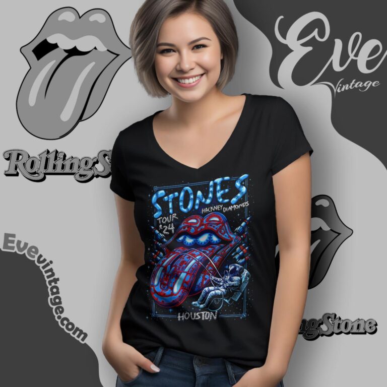 Rolling Stones Hackney Diamonds Tour 2024 Houston Shirt V Neck TShirt Rolling Stones Hackney Diamonds Tour 2024 Houston Shirt V Neck TShirt