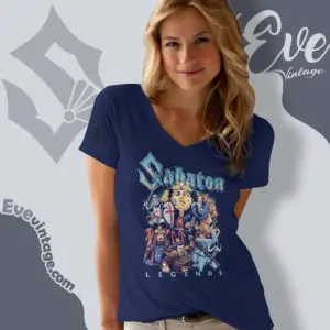 Sabaton Vault Of Legends Blue V Neck TShirt