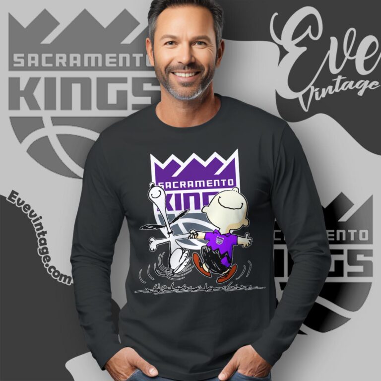 Sacramento Kings Charlie Brown Snoopy Happy Dancing Shirt Long Sleeve Tee Sacramento Kings Charlie Brown Snoopy Happy Dancing Shirt Long Sleeve Tee