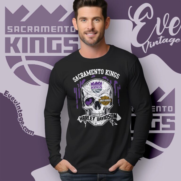 Sacramento Kings Harley Davidson Skull Shirt Long Sleeve Tee Sacramento Kings Harley Davidson Skull Shirt Long Sleeve Tee