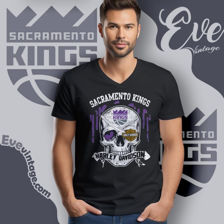 Sacramento Kings Harley Davidson Skull Shirt V Neck TShirt Sacramento Kings Harley Davidson Skull Shirt V Neck TShirt