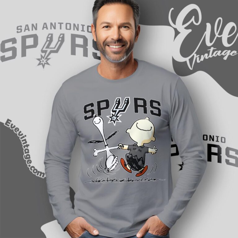 San Antonio Spurs Charlie Brown Snoopy Happy Dancing Shirt Long Sleeve Tee San Antonio Spurs Charlie Brown Snoopy Happy Dancing Shirt Long Sleeve Tee