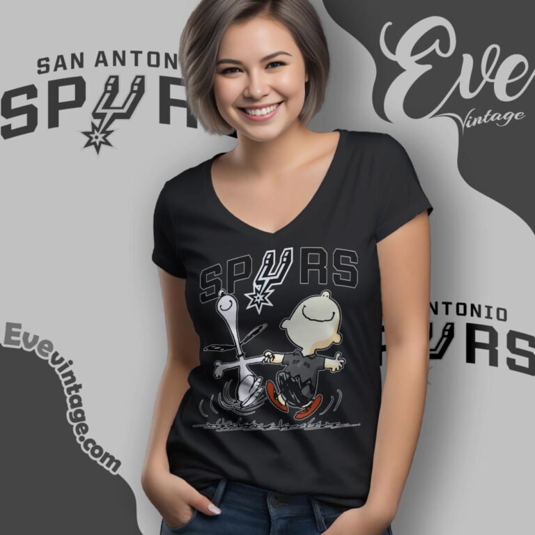 San Antonio Spurs Charlie Brown Snoopy Happy Dancing Shirt V Neck TShirt San Antonio Spurs Charlie Brown Snoopy Happy Dancing Shirt V Neck TShirt